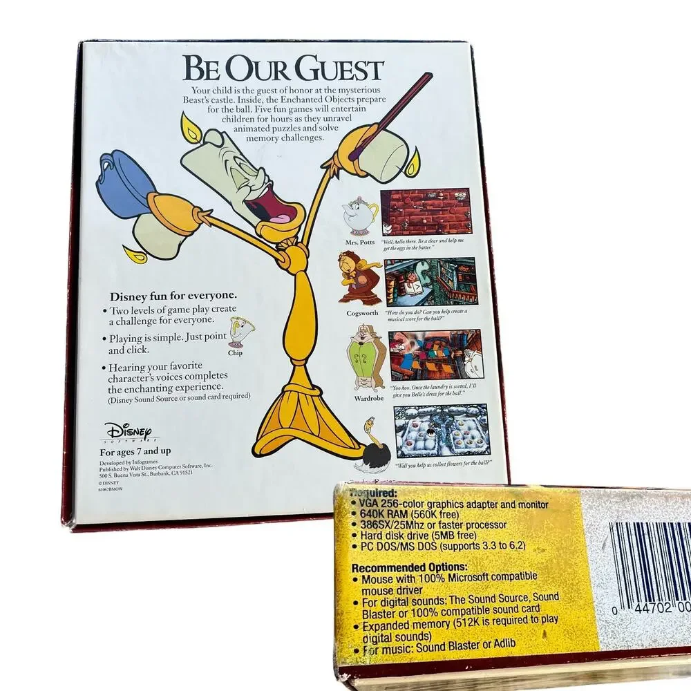 Disney Software Be Our Guest Floppy Disk Game Includes Poster As-Is